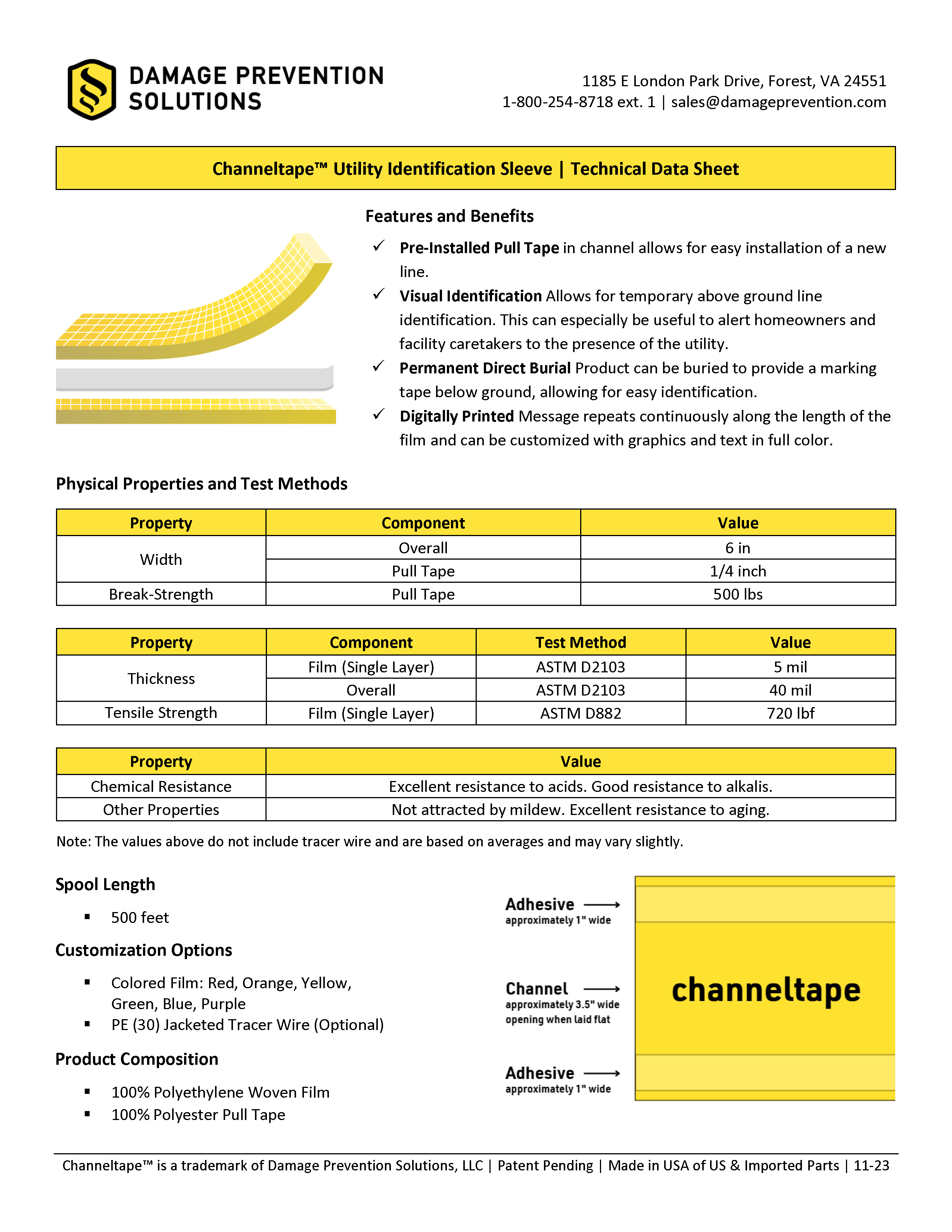 Channeltape™ Utility Identification Sleeve Temporary Fiber